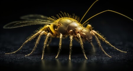 Wall Mural -  Close-up of a vibrant yellow spider with intricate details