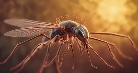 Canvas Print -  Close-up of a mosquito, a common insect known for its role in disease transmission