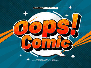 Wall Mural - comic editable text effect with oops comic text