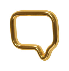 Wall Mural - gold speech bubbles. minimal chat golden dialog bubble line icon. realistic 3d design isolated on wh