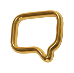 Wall Mural - gold speech bubbles. minimal chat golden dialog bubble line icon. realistic 3d design isolated on wh