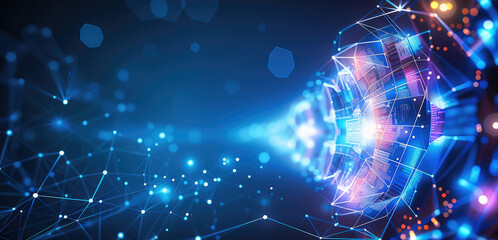 Poster - Abstract wallpaper background, digital technology. AI. cyber, cybernetic. Generative AI.
