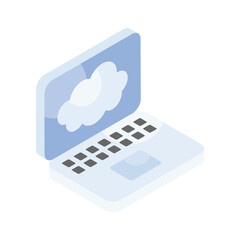 Wall Mural - Cloud inside laptop screen, concept isometric icon of cloud computing