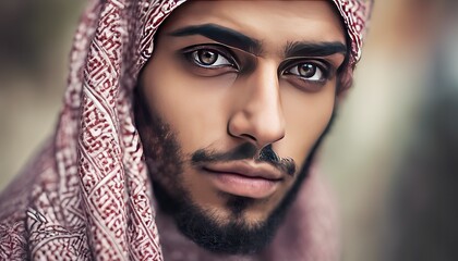 Wall Mural - portrait of a pretty young muslim man, portrait of a man, pretty muslim man