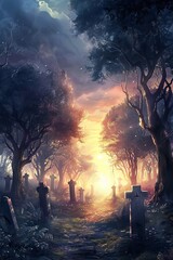 Wall Mural - Abstract artistic afterlife background Generative Ai 