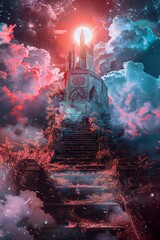 Wall Mural - Abstract artistic afterlife background Generative Ai 