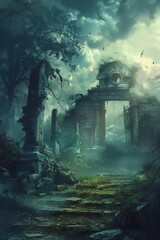 Wall Mural - Abstract artistic afterlife background Generative Ai 
