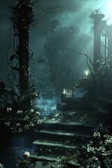 Wall Mural - Abstract artistic afterlife background Generative Ai 
