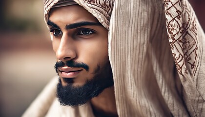 Wall Mural - portrait of a pretty young muslim man, portrait of a man, pretty muslim man