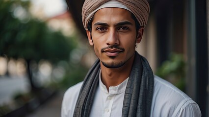 Wall Mural - portrait of a pretty young muslim man, portrait of a man, pretty muslim man