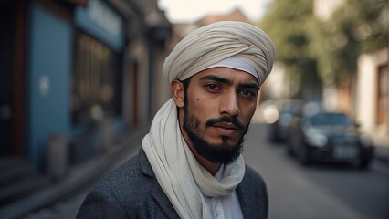 portrait of a pretty young muslim man, portrait of a man, pretty muslim man