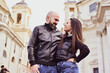 © Striker777 - Happy  Beautiful Tourists  couple traveling at Rome, Italy, taking a selfie portrait  at Piazza del Popolo.Visiting Italy - man and woman enjoying weekend vacation - Happy lifestyle concept