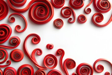 Wall Mural - Red swirls banner isolated on white background Generative Ai 