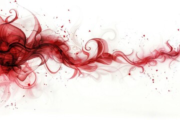 Wall Mural - Red swirls banner isolated on white background Generative Ai 