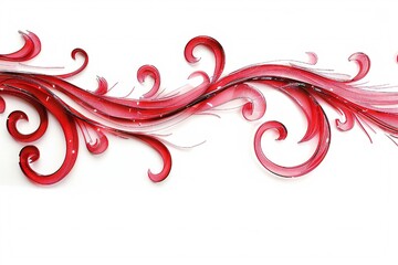 Wall Mural - Red swirls banner isolated on white background Generative Ai 