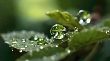 Wall Mural - little tiny plants with little drop of water on the tiny leaves with mud and lush green color with mud in background  of the leaves abstract background 