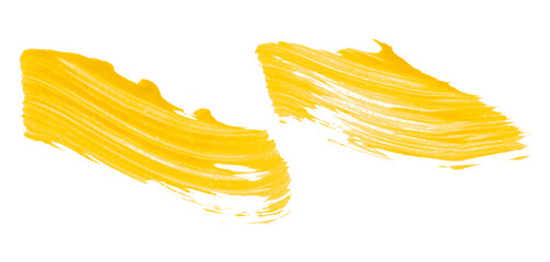 Wall Mural - Shiny yellow brush watercolor painting isolated on transparent background. watercolor png