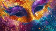Mardi Gras Digital Watercolor Background Abstract Splash Colorful Art.
