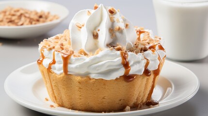 Wall Mural - coconut cream pie with whipped cream on kitchen background...  title. coconut cream pie with whipped cream on kitchen background