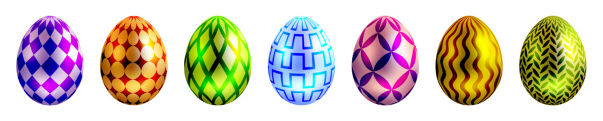 Wall Mural - Easter egg icons set. Collection of shiny colorful Easter eggs