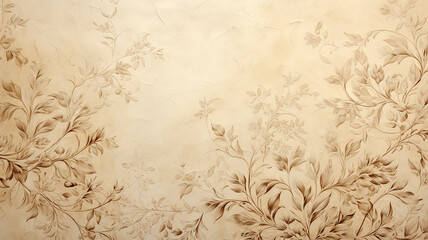 Wall Mural - background backdrop floral ornament on a light beige wall