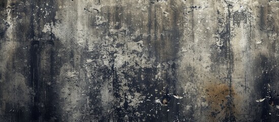 Sticker - This image showcases the complex texture and patterns on a dark, dirty cement wall, embodying a gritty and mysterious essence.