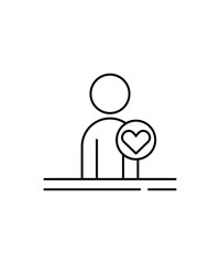 Canvas Print - man with heart icon, vector best line icon.