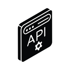 Sticker - Isometric icon of application programming in trendy style, ready for premium use