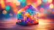 Abstract house made of colorful cubes.