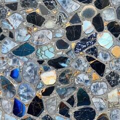 Wall Mural - Seamless blue terrazzo texture precious stones pattern high resolution 4k, colorful for design, architecture, and 3d. HD realistic material polished, surface tileable for creative work and design