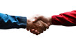 A handshake between a superhero and a villain, isolated on transparent background, png file