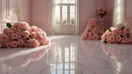 Wall Mural - pink roses  background