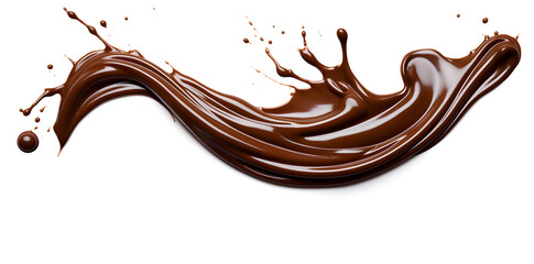 Wall Mural - Melted Chocolate wavy splash isolated on white background