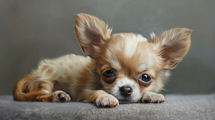 Wall Mural - a hyperrealistic image capturing the playful exuberance of a Chihuahua puppy