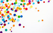 Colorful Rainbow Confetti Scattered Isolated on White Background.