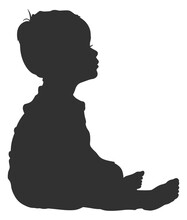 Black And White Silhouette Of A Child Without Background