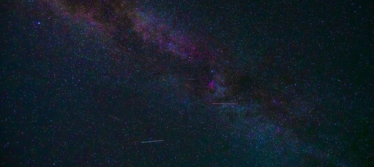 Wall Mural - panorama of the starry sky at night with stars and the milky way with galaxies