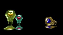 Romantic Heart Symbol Inside The Light Bulb Animation, Glowing And Color Changing Heart Symbol Inside The Light Bulb,light Bulb Idea Concept Animation, Glowing Bright Light Bulb With Heart Animation O