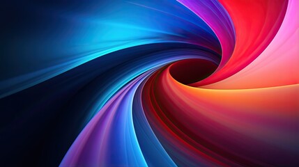 Wall Mural - Three-dimensional Colorful Swirl Spiral Art on Dark Background. Design Element for Posters