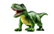 Toy Dinosaur Roaring With Mouth Wide Open. A plastic toy dinosaur is shown with its mouth agape, resembling a fierce roar. on a White or Clear Surface PNG Transparent Background.
