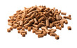 A Pile of Dog Food. A mound of dog food is stacked neatly. The dog food pellets are various shapes and colors, ready to be served to pets. on a White or Clear Surface PNG Transparent Background.