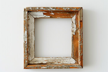 close up image of an isolated empty ruined wooden frame on a neutral white background Generative AI