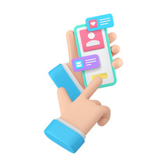 Wall Mural - email mail personal account smartphone application business man hand 3d icon realistic vector