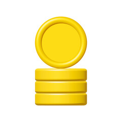 Wall Mural - 3d stack of gold coins isolated on white background. Design element illustration PNG.