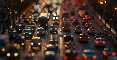 Wall Mural - Close-up of the lane congested with lots of cars.