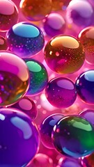 Wall Mural - Abstract 3d animation of a colorful bubble background