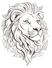 Wall Mural - Tattoo sketch of a lion on a white background, lion icon, lion vector, lion coloring book