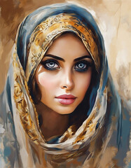 Wall Mural - painting of beautiful woman arabian portrait