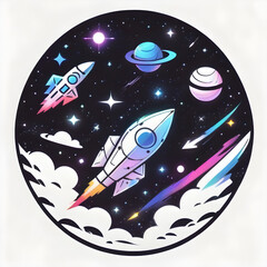 space rocket vector logo design badge