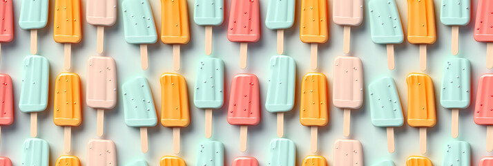 Wall Mural - seamless pattern with fruit ice cream on blue background